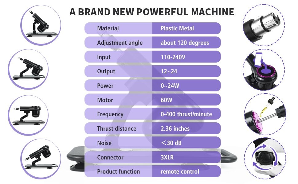 Remote Sex Machine Automatic Thrusting Dildo Machine for Men and Women with 3XLR Attachments