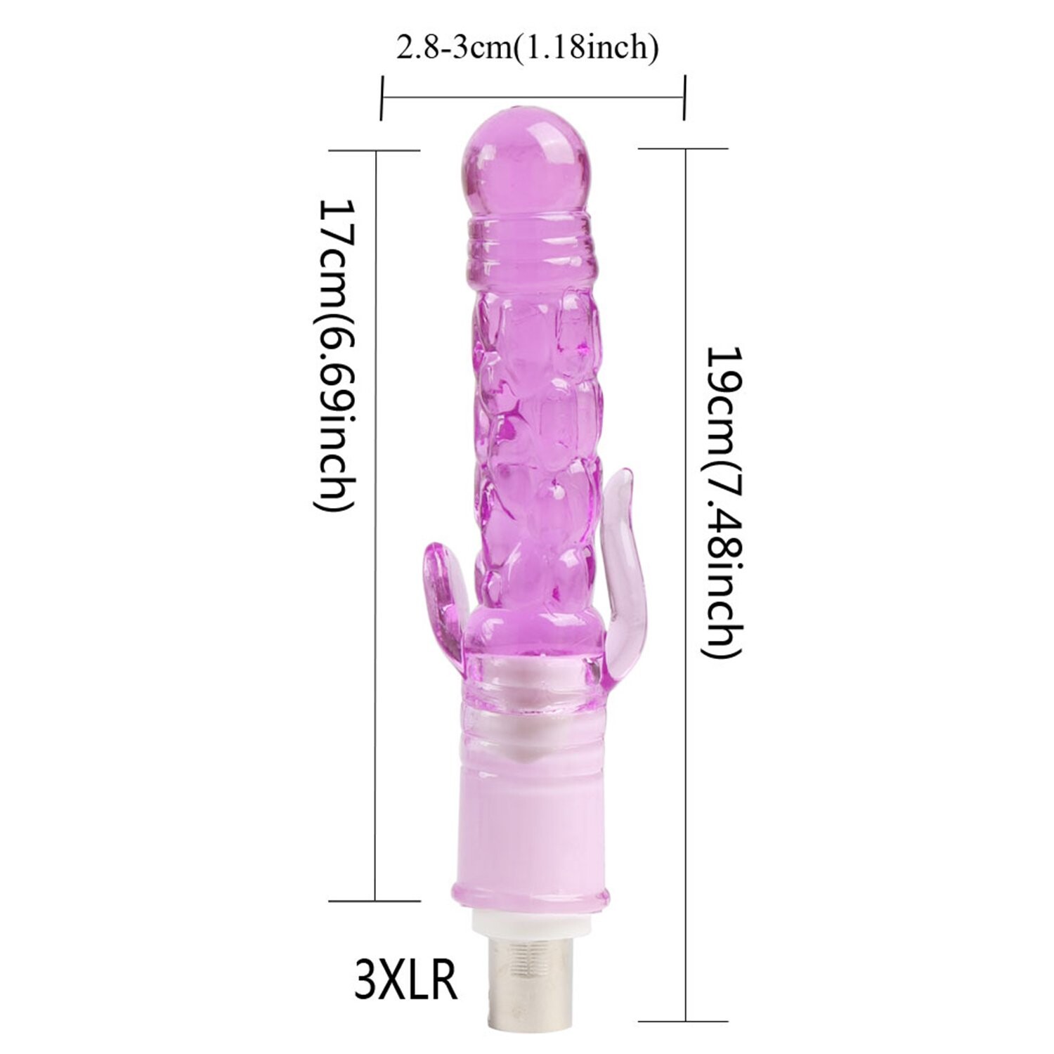 Xintimate Ceangaltán Dildó Criostail Uigeach 7.48 orlach le 3-Pin XLR do Mheaisíní Gnéis