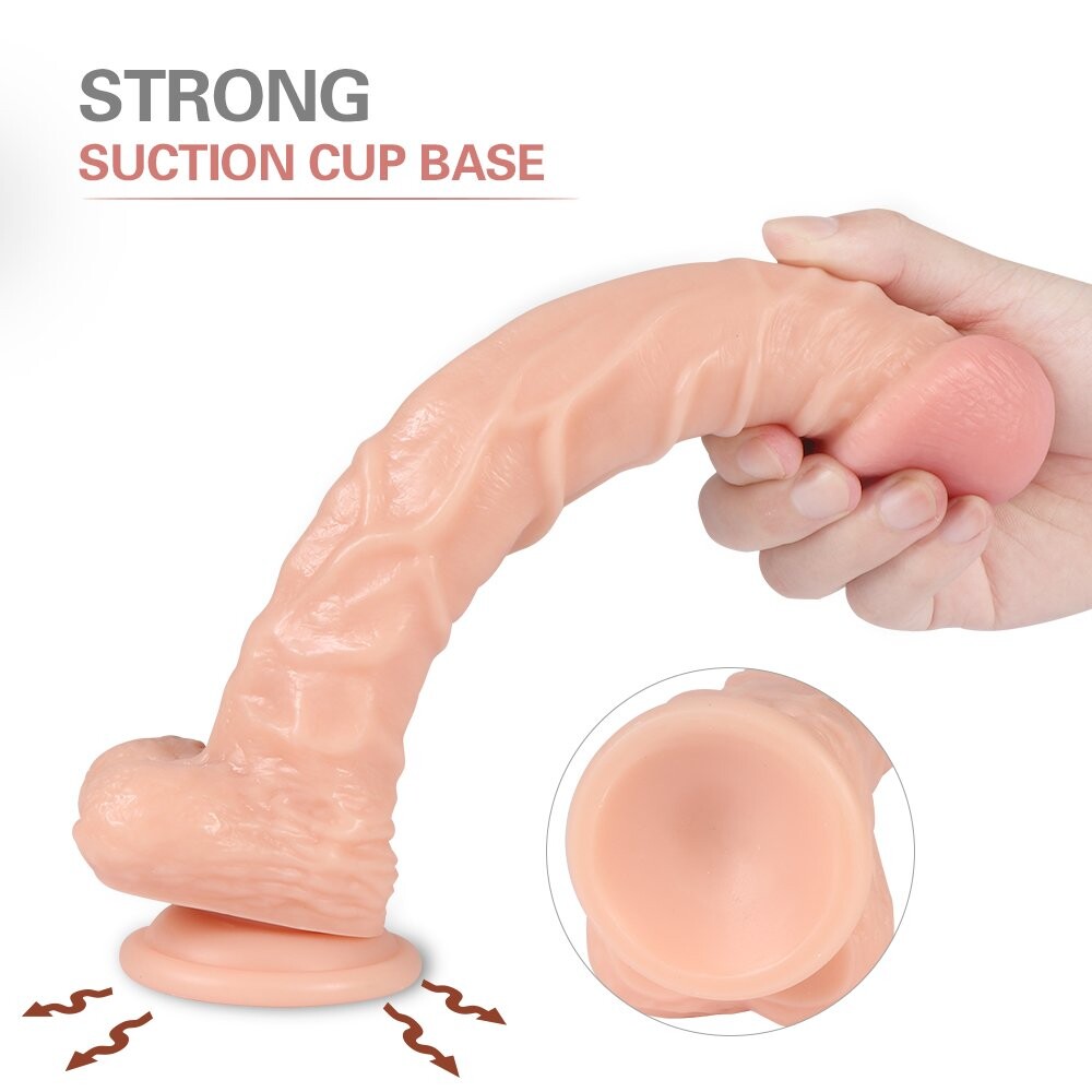Realistischer 10-Zoll-Dildo mit Hoden, kompatibel mit Saugnapf-Adapter für Sexmaschinen