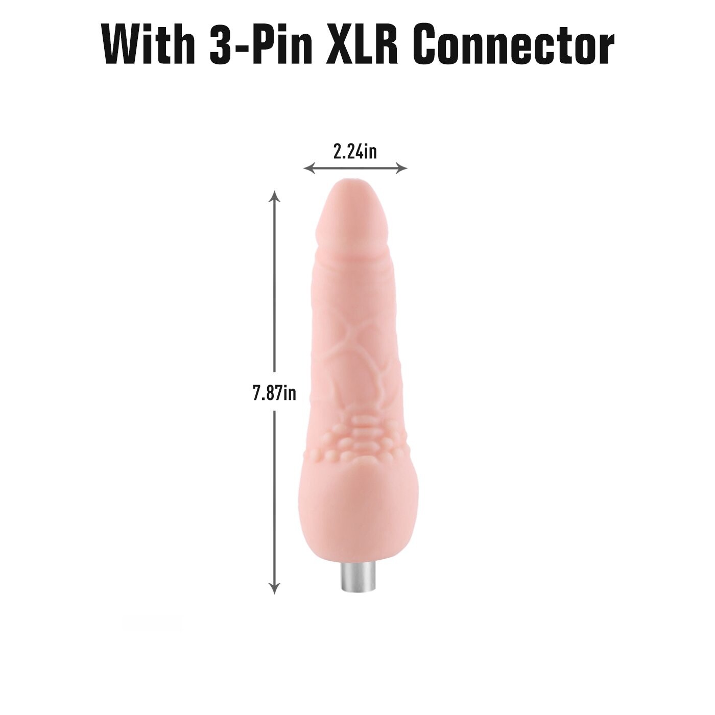 7,87 Zoll hautfarbener dicker flexibler Dildo 3-Pin-XLR-Aufsatz für Sexmaschinen