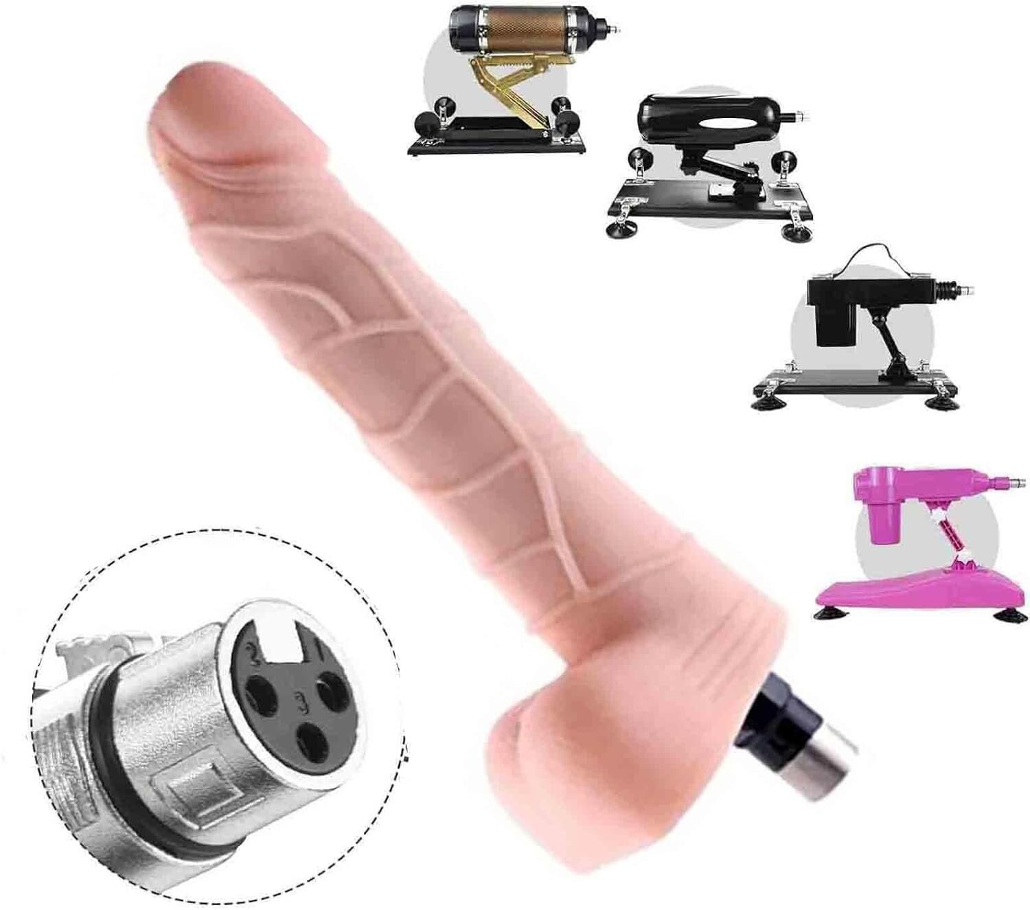 8,27 Zoll realistischer Dildo in Hautfarbe mit Hoden, 3-Pin-XLR-Aufsatz