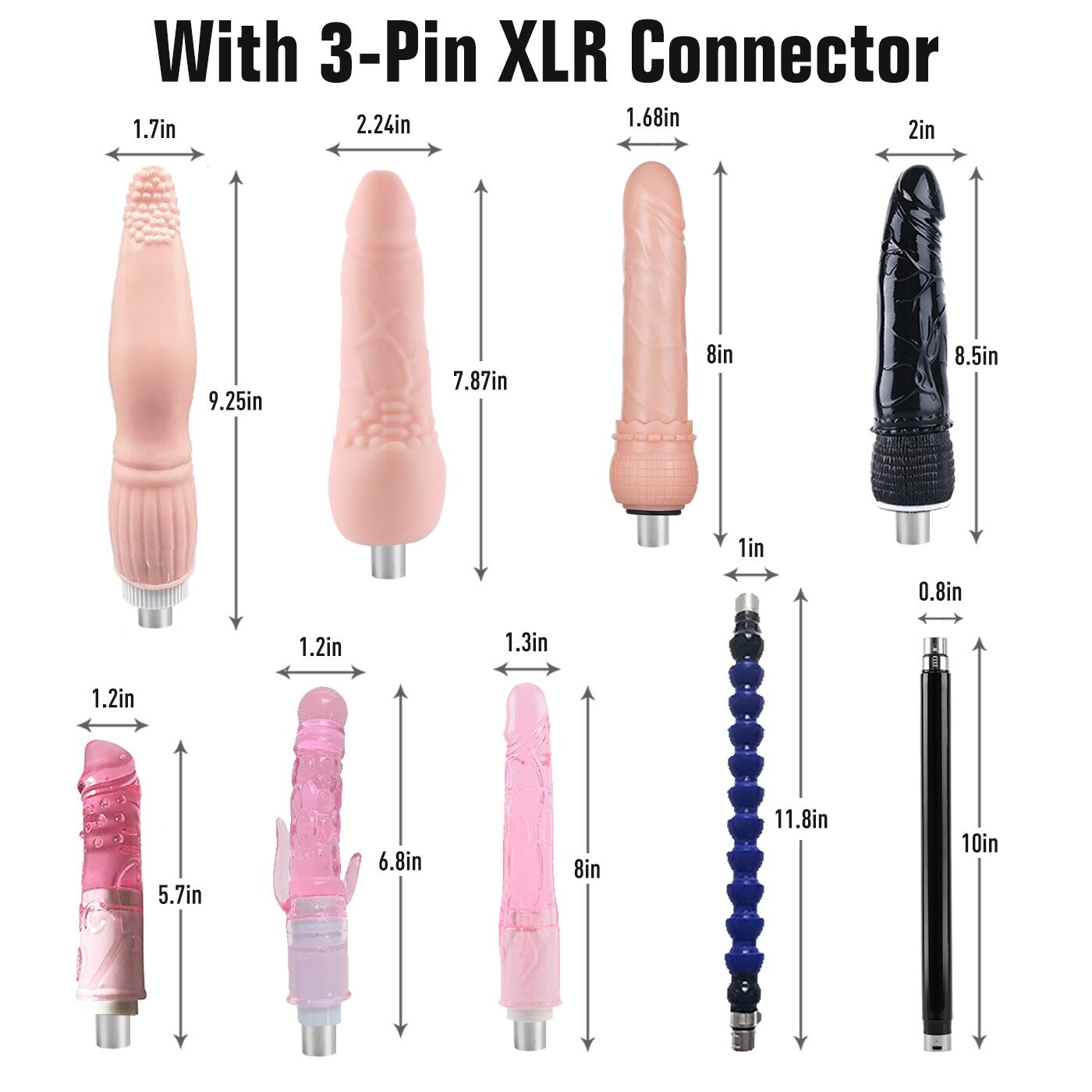Xintimate Anal Sex Machine with 2 Extension Rods & 7 Assorted Dildos