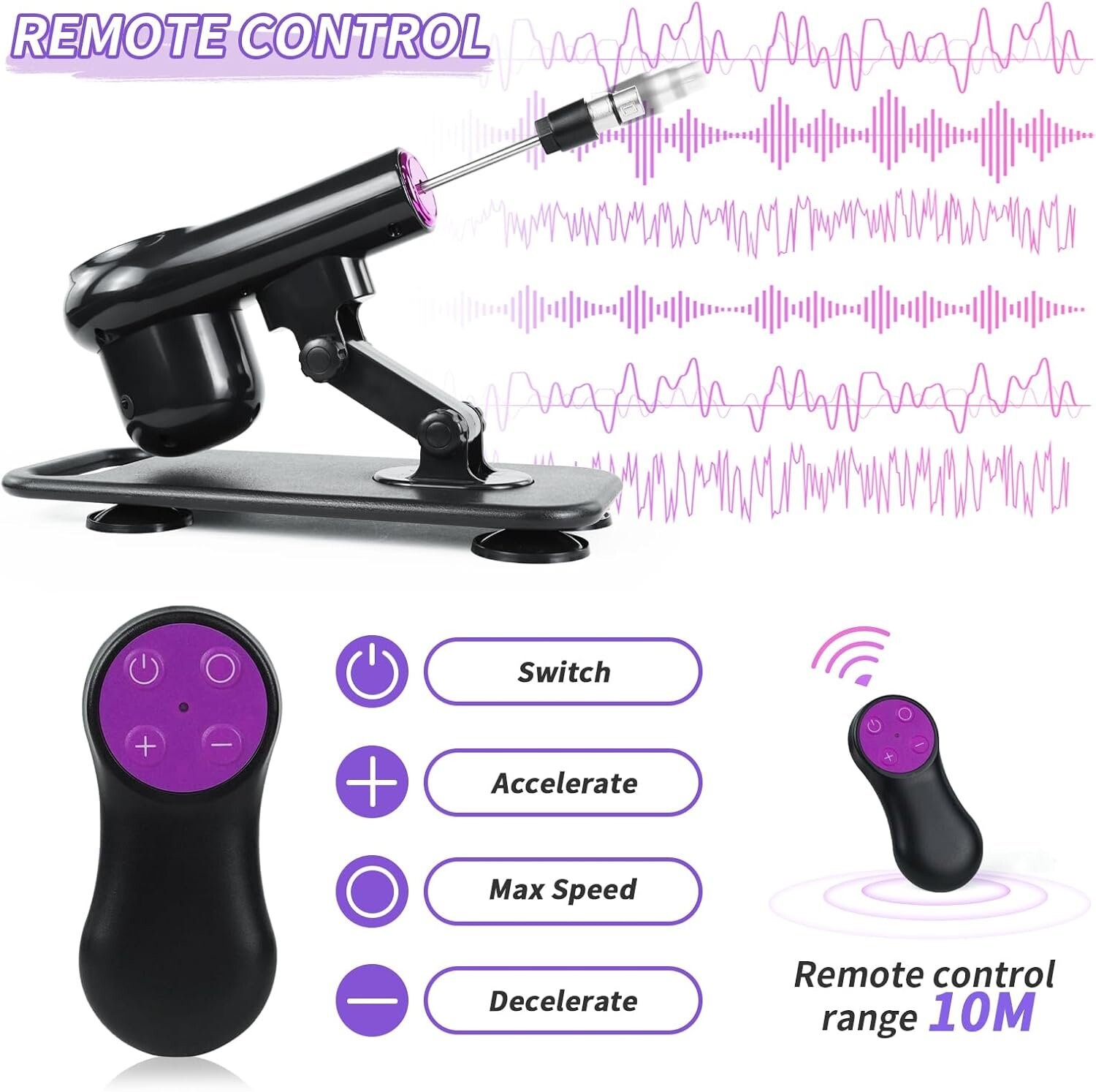 Remote Sex Machine Automatic Thrusting Dildo Machine for Men and Women with 3XLR Attachments