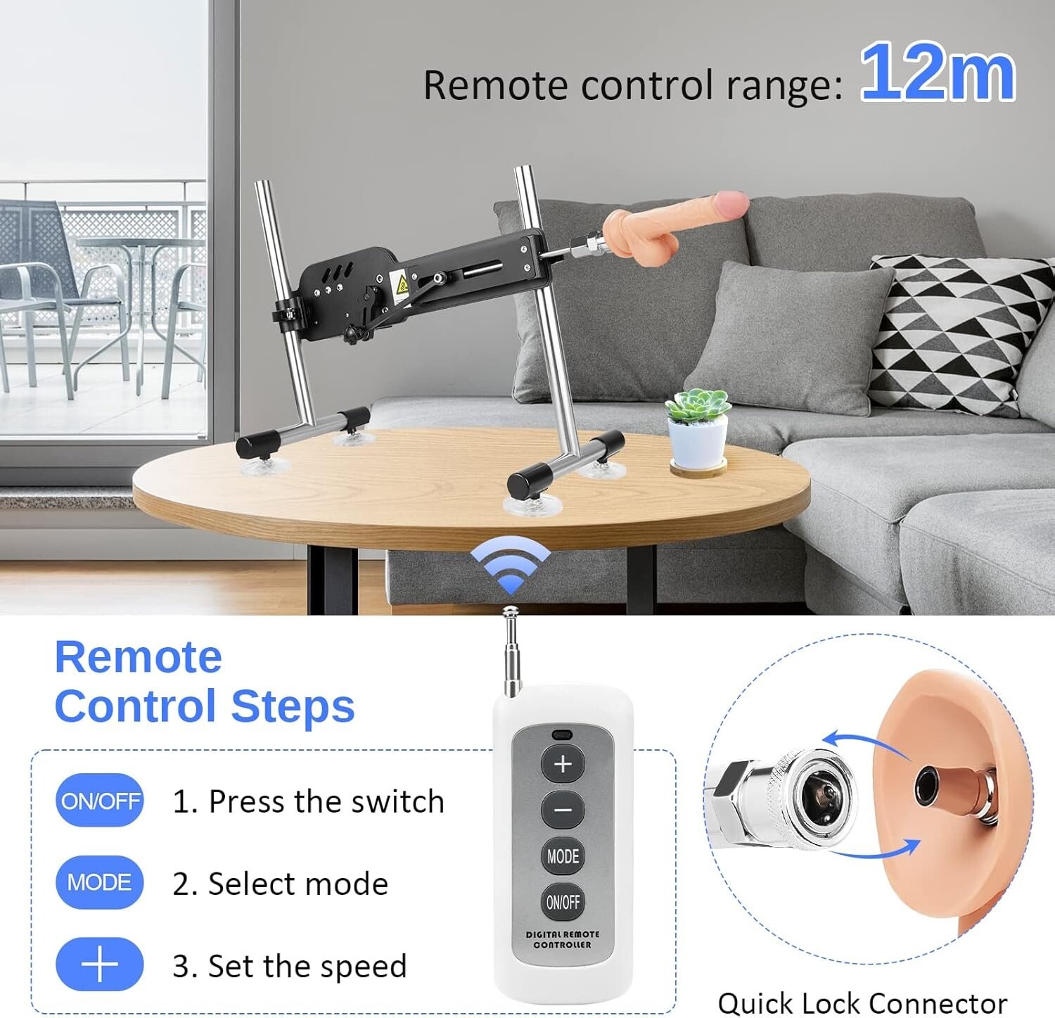 Xintimate Deep Thrusting Sex Machine with Masturbator Cup & 2 Extenders for couples