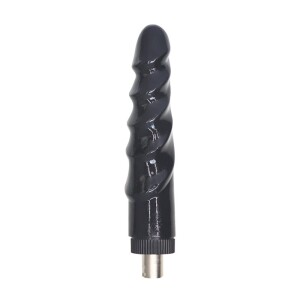 Dildo negro con textura en espiral de 8,66" con conector XLR de 3 pines para máquinas sexuales