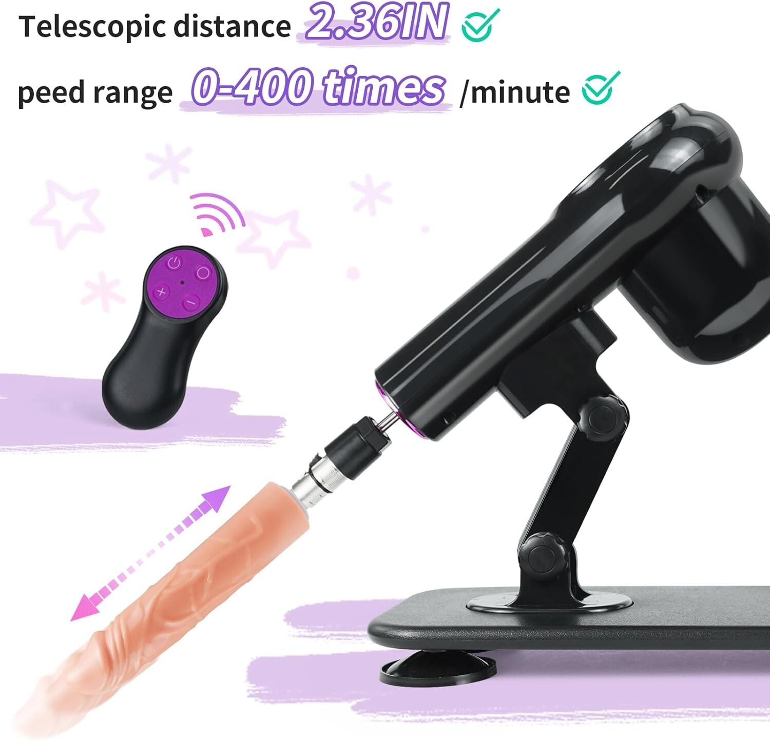Remote Sex Machine Automatic Thrusting Dildo Machine for Men and Women with 3XLR Attachments