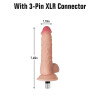 7,68" Vleeskleurige realistische dildo met testikels 3-pins XLR-opzetstuk